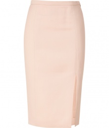 Dress up polished business looks with Emilio Puccis chic powder wool-silk skirt, detailed with a seductive side slit for an ultra glamorous finish - Hidden side zip, form fitting - Pair with breezy silk tops and platform sandals Dress up polished business looks with Emilio Puccis chic powder wool-silk skirt, detailed with a seductive side slit for an ultra glamorous finish - Hidden side zip, form fitting - Pair with breezy silk tops and platform sandals