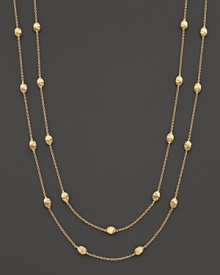 From the Siviglia Collection, the gold necklace with small station gold beads, designed by Marco Bicego. Can be worn doubled or as one long strand. From the Siviglia Collection, the gold necklace with small station gold beads, designed by Marco Bicego. Can be worn doubled or as one long strand.