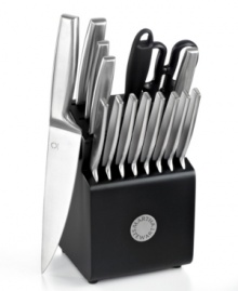 A slice of the easy life-this precision-honed stainless steel set makes perfection out of prep. Finely sharpened edges and comfortable handles provide a balanced, professional cut. A slice of the easy life-this precision-honed stainless steel set makes perfection out of prep. Finely sharpened edges and comfortable handles provide a balanced, professional cut.