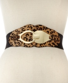 Rock the exotic trend with this posh leopard print belt from Steve madden. Genuine haircalf is accented with a golden hook buckle, for a fabulously fierce look you'll love to dress up or down. Rock the exotic trend with this posh leopard print belt from Steve madden. Genuine haircalf is accented with a golden hook buckle, for a fabulously fierce look you'll love to dress up or down.