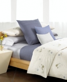 Refreshing and serene, the Rhone sheet set from Calvin Klein boats an allover wave-and-stripe motif in soothing tones of lavender and canvas. Featuring pure combed cotton. Refreshing and serene, the Rhone sheet set from Calvin Klein boats an allover wave-and-stripe motif in soothing tones of lavender and canvas. Featuring pure combed cotton.