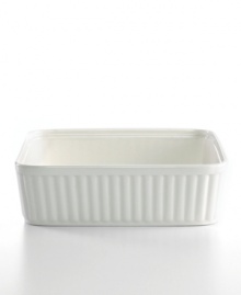 From mac n' cheese to berry crisp, this Martha Stewart Collection baker cooks and serves your favorite recipes with easy elegance. Fluted white porcelain coordinates with virtually any table setting and decor. From mac n' cheese to berry crisp, this Martha Stewart Collection baker cooks and serves your favorite recipes with easy elegance. Fluted white porcelain coordinates with virtually any table setting and decor.