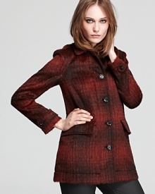 A favorite Burberry Brit jacket gets a jolt of modern edge as an ombre palette shakes up the classic check print.