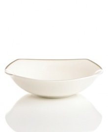 Basic at its best. Mikasa combines a simply timeless pattern and modern silhouette in the Cameo Platinum square vegetable bowl. A must with Cameo Platinum dinnerware.