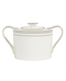 Lustrous platinum bands create a refined pattern that evokes the stately grace of Deco design. With simple geometric shapes, the Chelsea Platinum collection flows from the formal to everyday table with ease. Crafted of fine Mikasa bone china. Lustrous platinum bands create a refined pattern that evokes the stately grace of Deco design. With simple geometric shapes, the Chelsea Platinum collection flows from the formal to everyday table with ease. Crafted of fine Mikasa bone china.