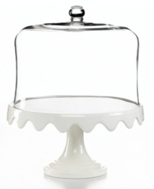 Martha Stewart Collection preserves your most impressive confections with an old-fashioned cake stand and dome that conceals but reveals what's to come. With a pretty scalloped edge. Martha Stewart Collection preserves your most impressive confections with an old-fashioned cake stand and dome that conceals but reveals what's to come. With a pretty scalloped edge.