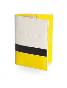 THE LOOKColorblock designPassport embossed at frontOne inside transparent ID slotTwo slip slotsTHE MEASUREMENT5½W X 4H X ¼DTHE MATERIALLeatherCotton twill liningCARE & ORIGINImported THE LOOKColorblock designPassport embossed at frontOne inside transparent ID slotTwo slip slotsTHE MEASUREMENT5½W X 4H X ¼DTHE MATERIALLeatherCotton twill liningCARE & ORIGINImported