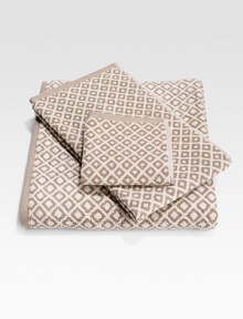 Inspired by the hammered texture on a samurai's sword handle, this woven dimensional square brings a modern texture to the bath. 7 X 12 Fine, long-staple cotton Machine wash Imported Inspired by the hammered texture on a samurai's sword handle, this woven dimensional square brings a modern texture to the bath. 7 X 12 Fine, long-staple cotton Machine wash Imported
