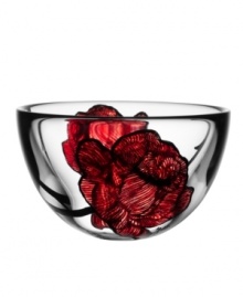 Inked with big red roses in eco-friendly paint, the handcrafted Tattoo bowl features beautiful art glass with a cool rock n' roll edge. Designed by Ludvig Lofgren for Kosta Boda. Inked with big red roses in eco-friendly paint, the handcrafted Tattoo bowl features beautiful art glass with a cool rock n' roll edge. Designed by Ludvig Lofgren for Kosta Boda.