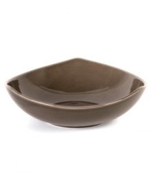 Inspired by an iconic Nambe design, this sculptural vegetable bowl features three gentle points in sleek, sturdy stoneware and a sophisticated espresso hue. An essential part of the Tri-Corner dinnerware collection. Inspired by an iconic Nambe design, this sculptural vegetable bowl features three gentle points in sleek, sturdy stoneware and a sophisticated espresso hue. An essential part of the Tri-Corner dinnerware collection.