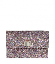 Pack a seriously stylish punch with this glitter-covered clutch from cult-favorite accessory designer Anya Hindmarch - Classic rectangle shape, front 14kt gold-plated twist-lock closure, allover glitter embellishment - Style with a sleek cocktail frock or a flirty club-ready look Pack a seriously stylish punch with this glitter-covered clutch from cult-favorite accessory designer Anya Hindmarch - Classic rectangle shape, front 14kt gold-plated twist-lock closure, allover glitter embellishment - Style with a sleek cocktail frock or a flirty club-ready look