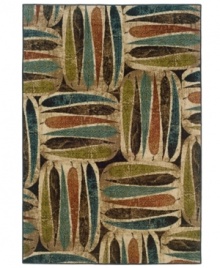 Autumn aura. Rows of leaves scatter the surface of this Sphinx area rug, piled high in gently faded blues, greens and oranges. Woven from plush polypropylene for superior stain resistance and durability, this is the rug you want for those high-traffic areas in your home. Autumn aura. Rows of leaves scatter the surface of this Sphinx area rug, piled high in gently faded blues, greens and oranges. Woven from plush polypropylene for superior stain resistance and durability, this is the rug you want for those high-traffic areas in your home.
