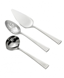 An inspired nod to the celebrated bridal designs of Monique Lhullier, this elegant 3-piece serving set makes every dining occasion more special. Beautifully rendered in 18/10 stainless steel. An inspired nod to the celebrated bridal designs of Monique Lhullier, this elegant 3-piece serving set makes every dining occasion more special. Beautifully rendered in 18/10 stainless steel.