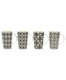 Try something exotic in your coffee and tea with the Marrakesh mugs gift set from Maxwell & Williams. A retro shape and bold graphics in white porcelain add new pep to your regular routine. Try something exotic in your coffee and tea with the Marrakesh mugs gift set from Maxwell & Williams. A retro shape and bold graphics in white porcelain add new pep to your regular routine.