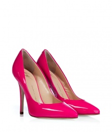 Finish your look with a shock of color in Giuseppe Zanottis neon fuchsia patent leather pumps - Pointed toe - Stiletto heel - Wear as a statement with chic neutrals, or as a color-compliment to just as bright dresses Finish your look with a shock of color in Giuseppe Zanottis neon fuchsia patent leather pumps - Pointed toe - Stiletto heel - Wear as a statement with chic neutrals, or as a color-compliment to just as bright dresses