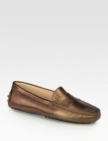 Shimmering metallic leather forms this preppy staple with a rubber sole. Metallic leather upperLeather liningRubber solePadded insoleMade in Italy