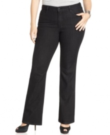 Get a sleek look in Not Your Daughter's Jeans' plus size bootcut jeans, featuring a control panel for a flattering shape. Get a sleek look in Not Your Daughter's Jeans' plus size bootcut jeans, featuring a control panel for a flattering shape.
