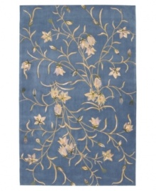 An intriguing vine of flowers bloom against a rich, dark background for a mesmerizing accent to any room. This beautiful area rug is crafted in luxurious premium wool for great texture and magnificent opulence. Hand tufted and hand carved in China and luster-washed for added sheen and years of lasting beauty. An intriguing vine of flowers bloom against a rich, dark background for a mesmerizing accent to any room. This beautiful area rug is crafted in luxurious premium wool for great texture and magnificent opulence. Hand tufted and hand carved in China and luster-washed for added sheen and years of lasting beauty.