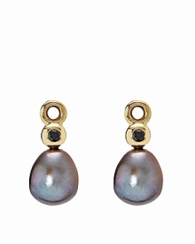 Mysterious and romantic peacock pearls meet black diamonds in 14K gold. These beautiful PANDORA charms reinvent your favorite french wire or hoop earrings. Mysterious and romantic peacock pearls meet black diamonds in 14K gold. These beautiful PANDORA charms reinvent your favorite french wire or hoop earrings.
