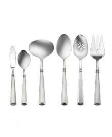 Offering classic design with modern flair, the Couplet hostess set from Oneida is a graceful accent to every meal, with a subtle geometric shape and beaded detail in durable stainless steel. Offering classic design with modern flair, the Couplet hostess set from Oneida is a graceful accent to every meal, with a subtle geometric shape and beaded detail in durable stainless steel.