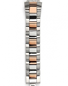 This interchangeable bracelet strap is a classic finish to a Philip Stein watch head.