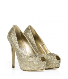 Add maximum glamour to your party-ready ensemble with these crystal embellished platform pumps from Le Silla - Front platform, peep-toe, high stiletto heel, all-over rhinestone embellishment - Wear with a tiered cocktail frock and a statement clutch Add maximum glamour to your party-ready ensemble with these crystal embellished platform pumps from Le Silla - Front platform, peep-toe, high stiletto heel, all-over rhinestone embellishment - Wear with a tiered cocktail frock and a statement clutch