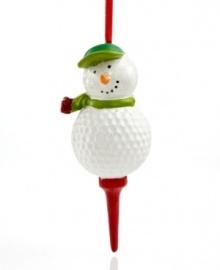 Golf your way through winter with this whimsical ornament combining a snowball, golf ball and tee from Midwest.