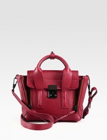 Expandable zip gussets line the side of this pebbled leather design with a versatile shoulder strap. Adjustable detachable shoulder strap, 23-27 dropDouble top handles, 2½ dropPush-lock closureOne inside zip pocketFully lined8W X 7H X 3DImported Expandable zip gussets line the side of this pebbled leather design with a versatile shoulder strap. Adjustable detachable shoulder strap, 23-27 dropDouble top handles, 2½ dropPush-lock closureOne inside zip pocketFully lined8W X 7H X 3DImported