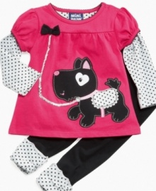 She'll be ready to stroll along in style with this picture-perfect puppy shirt and legging set from Mini Bean. She'll be ready to stroll along in style with this picture-perfect puppy shirt and legging set from Mini Bean.
