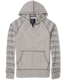 From stitching to stripes, subtle details add up to standout style in this American Rag zip-up hoodie.