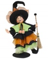 Welcome the neighborhood goblins and ghouls to your home with a witch that's more whimsical than wicked. A spellbinding figurine for an entrance-way or windowsill, from Annalee.