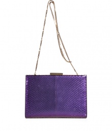 An absolutely luxe must-have, this cocktail-ready clutch from Salvatore Ferragamo boasts bold python and a convertible chain strap - Square shape, vintage-style frame purse with logo-detailed snap closure, one-sided python and leather, chain strap - Style with a slim fitting sheath dress and platform pumps An absolutely luxe must-have, this cocktail-ready clutch from Salvatore Ferragamo boasts bold python and a convertible chain strap - Square shape, vintage-style frame purse with logo-detailed snap closure, one-sided python and leather, chain strap - Style with a slim fitting sheath dress and platform pumps