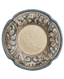 Truly one of a kind, the handcrafted Rosone salad plate evokes the old country with its rustic form and watercolor floral design. Complements the Arte Italica dinnerware collection. Truly one of a kind, the handcrafted Rosone salad plate evokes the old country with its rustic form and watercolor floral design. Complements the Arte Italica dinnerware collection.