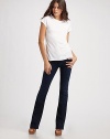 Cut for a curvy figure in soft stretch denim.THE FITFitted through fit and thigh Contoured waistband for a curvy fit Rise, about 8 Inseam, about 35 THE DETAILSZip fly Five-pocket style Signature stitching on back pockets 98% cotton/2% spandex; machine wash Made in USA of imported fabric
