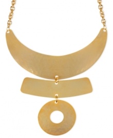 The shapes of style to come. This unique frontal necklace from Robert Morris features geometric shapes in a windchime design. Crafted in gold tone mixed metal. Approximate length: 16 inches + 3-inch extender. Approximate drop: 4-1/2 inches. The shapes of style to come. This unique frontal necklace from Robert Morris features geometric shapes in a windchime design. Crafted in gold tone mixed metal. Approximate length: 16 inches + 3-inch extender. Approximate drop: 4-1/2 inches.