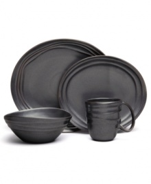 Down-to-earth dinnerware. Designed for every day, the Earth place setting from Nambe has a handcrafted feel in free-flowing stoneware with wavy edges and a steely sheen. Down-to-earth dinnerware. Designed for every day, the Earth place setting from Nambe has a handcrafted feel in free-flowing stoneware with wavy edges and a steely sheen.