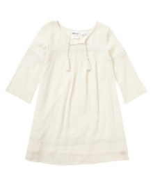 Breezy style to take to the surf, this crochet-trim dress from Roxy gives her a lovely look. Breezy style to take to the surf, this crochet-trim dress from Roxy gives her a lovely look.