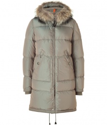 Stay warm in style with this down parka from Parajumpers - Fur trimmed hood with clasp closure, concealed front zip closure, long sleeves with logo at shoulder, zip pockets, side zips at hem, quilted, water resistant lining, back zip slit and drawstring - Style with skinny jeans, a cashmere sweater, and shearling boots Stay warm in style with this down parka from Parajumpers - Fur trimmed hood with clasp closure, concealed front zip closure, long sleeves with logo at shoulder, zip pockets, side zips at hem, quilted, water resistant lining, back zip slit and drawstring - Style with skinny jeans, a cashmere sweater, and shearling boots