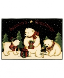 Seasons greetings! Beautifully rendered in a snowy holiday scene, these polar bears from Shaw are designed to warm your heart this season. Constructed of recyclable nylon, the rug adds a wonderful look to your decor without the extra impact on mother nature.