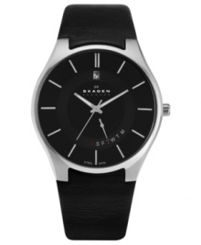 A modern design stands out on this sleek timepiece from Skagen Denmark.