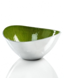 Full of surprises, this set of handcrafted salad bowls from the Simply Designz collection of serveware and serving dishes features sleek, polished aluminum lined with an electric lemongrass hue. Keep it on display no matter what's on your menu. Full of surprises, this set of handcrafted salad bowls from the Simply Designz collection of serveware and serving dishes features sleek, polished aluminum lined with an electric lemongrass hue. Keep it on display no matter what's on your menu.