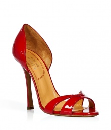 Bring sophisticated glamour to your warm weather look with these ultra-luxe red patent leather sandals from Edmundo Castillo - Crisscross front, ultra-high stiletto heel - Wear with a sleek sheath dress and heels or pair with a party-perfect frock Bring sophisticated glamour to your warm weather look with these ultra-luxe red patent leather sandals from Edmundo Castillo - Crisscross front, ultra-high stiletto heel - Wear with a sleek sheath dress and heels or pair with a party-perfect frock