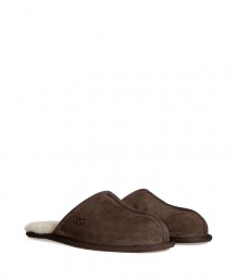 Lounge in comfort and style in these ultra-luxe shearling lined slippers from UGG Australia - Suede upper, shearling lining, slip-on style - Pair with flannel pajamas and a cozy robe Lounge in comfort and style in these ultra-luxe shearling lined slippers from UGG Australia - Suede upper, shearling lining, slip-on style - Pair with flannel pajamas and a cozy robe