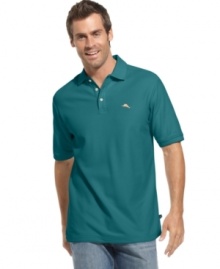 You'll not only look cool but you'll scientifically stay cool with this Tommy Bahama polo made from moisture-managing fabric to keep you dry. Great for outdoor activities like golf or sailing.