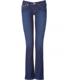 Give your casual basics a stylish kick with these figure-hugging low-rise jeans from True Religion - Classic five-pocket styling, contrasting stitching, distinctive logo back flap pockets, slim fit, straight leg - Style with a tee, a blouse, or a tunic and heels or ballet flats Give your casual basics a stylish kick with these figure-hugging low-rise jeans from True Religion - Classic five-pocket styling, contrasting stitching, distinctive logo back flap pockets, slim fit, straight leg - Style with a tee, a blouse, or a tunic and heels or ballet flats
