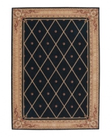 Every work of art deserves a frame. The Ashton House rug collection sets new standards of richness with their opulent colors, European-inspired decorative motifs, and luxuriously textured wool pile. An elaborately detailed frame displays a classic design of diamond shapes with center studs, in brown over a striking black background. The result is as ornate and rich as it is simple. Every work of art deserves a frame. The Ashton House rug collection sets new standards of richness with their opulent colors, European-inspired decorative motifs, and luxuriously textured wool pile. An elaborately detailed frame displays a classic design of diamond shapes with center studs, in brown over a striking black background. The result is as ornate and rich as it is simple.