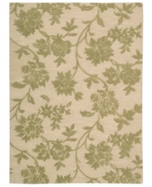 Uplifting style. Nourison's Skyland rug features lush, dreamy florals rendered in soft olive and ivory shades, bringing a heavenly feel to any space. The plush wool rug is enhanced with meticulous hand carving for beautiful detail and texture. Uplifting style. Nourison's Skyland rug features lush, dreamy florals rendered in soft olive and ivory shades, bringing a heavenly feel to any space. The plush wool rug is enhanced with meticulous hand carving for beautiful detail and texture.