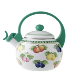 Bring the lush bounty of the French countryside to your kitchen with this charming tea kettle. Fresh summer fruits and a leaf garland adorn enamel-coated steel kettle from Villeroy & Boch serveware. Bring the lush bounty of the French countryside to your kitchen with this charming tea kettle. Fresh summer fruits and a leaf garland adorn enamel-coated steel kettle from Villeroy & Boch serveware.