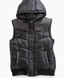 Cosmopolitan style comes fully loaded on this hooded vest from LRG. Cosmopolitan style comes fully loaded on this hooded vest from LRG.