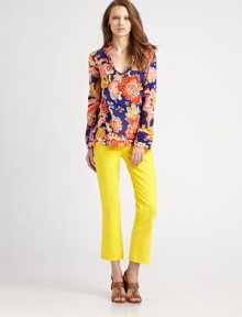 A brightly-colored, brushstroke print in lightweight cotton. Split neck with stand collarLong sleeves with split cuffsPull-on styleAbout 25½ from shoulder to hemCottonDry cleanImported Model shown is 5'9½ (176cm) wearing US size 4. A brightly-colored, brushstroke print in lightweight cotton. Split neck with stand collarLong sleeves with split cuffsPull-on styleAbout 25½ from shoulder to hemCottonDry cleanImported Model shown is 5'9½ (176cm) wearing US size 4.